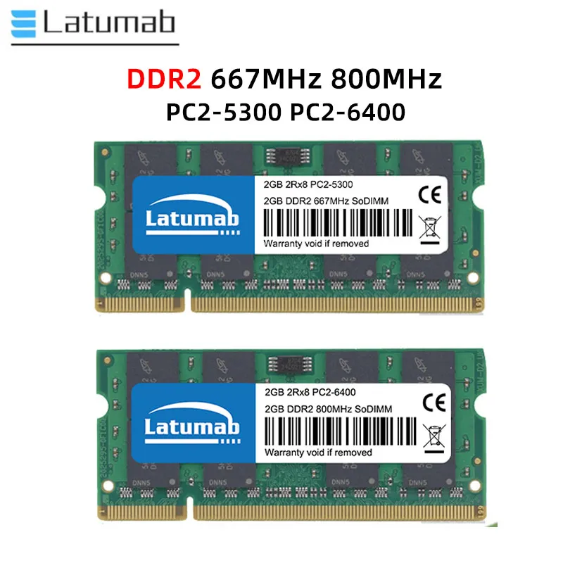 Latumab Memoria Оперативная память DDR2 4 ГБ 8 ГБ 800 МГц 667 МГц Ноутбук SODIMM Память PC2-5300 6400 оперативная память 200Pin 1,8 В Ноутбук Память Двухканальная . ' - ' . 0