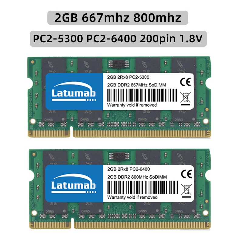 Latumab Memoria Оперативная память DDR2 4 ГБ 8 ГБ 800 МГц 667 МГц Ноутбук SODIMM Память PC2-5300 6400 оперативная память 200Pin 1,8 В Ноутбук Память Двухканальная . ' - ' . 2