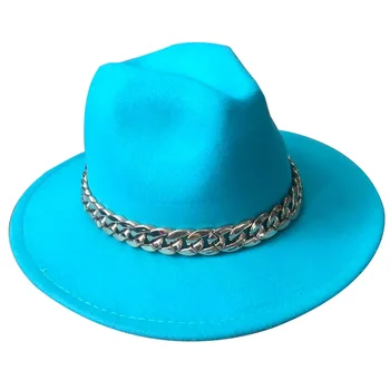оптовая продажа, женская джазовая шляпа, осень-зима, британский стиль, тонкая цепочка, ретро-цилиндр, дамский фетровый джентльмен шляпа женская