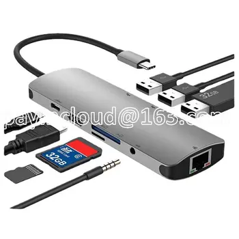 Док-станция Type-C 9-в-1, 3-портовый USB /HDMI /SD /TF конвертер, док-станция для зарядки PD со звуком