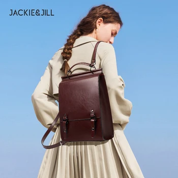Кожаная сумка Jackie & Jill, женская школьная сумка в стиле Британского колледжа, Ретро-компьютер, простой кожаный рюкзак