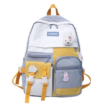 Нейлоновый дорожный рюкзак с подвеской, милый школьный рюкзак на молнии большой емкости, модный простой Водонепроницаемый с несколькими карманами для путешествий