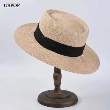 USPOP 2020 высококачественные соломенные шляпы женские солнцезащитные шляпы с широкими полями с плоскими полями и вогнутым верхом соломенная пляжная шляпа пара летних соломенных шляп
