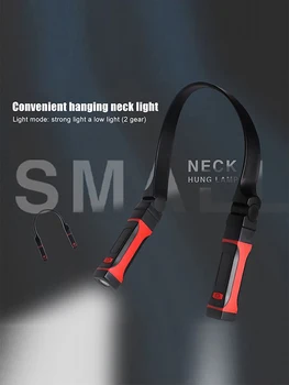 Светодиодный светильник для ношения на шее USB Перезаряжаемый глаз с двумя уровнями затемнения яркости Для кемпинга, чтения, ночных походов