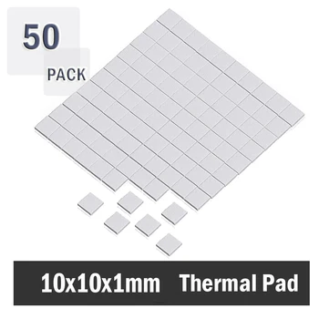 50 шт 10 мм * 10 мм * 1 мм Белая термопластичная прокладка для ноутбука GPU CPU Радиатор Охлаждения Проводящая силиконовая прокладка