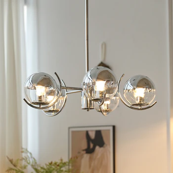 Космический стеклянный шар люстра для гостиной в скандинавском стиле современный минималистичный светильник Bauhaus хромированный цветной светильник