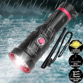 Светодиодный фонарик высокой мощности мощностью 30 Вт, многофункциональный USB, спасательное освещение для дайвинга на открытом воздухе