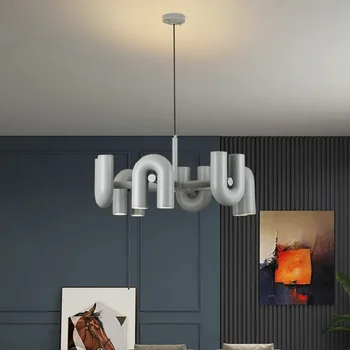 Подвесные светильники Nordic U-образной формы с простым дизайном, светодиодная лампа GU10, черно-Серая Оранжевая Потолочная Люстра, Декоративный светильник для гостиной