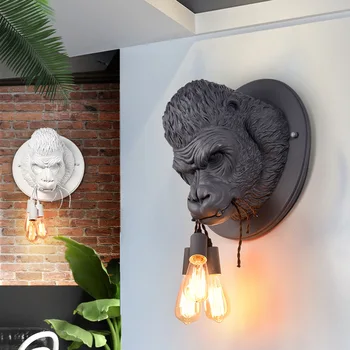 Скандинавский Дизайнерский настенный светильник Gorilla из смолы для прикроватной тумбочки Aisel, Креативный простой светодиодный промышленный светильник для домашнего декора