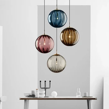 Прикроватная люстра креативное декоративное стекло простой скандинавский дизайн круглые винтажные подвесные светильники современная гостиная для виллы
