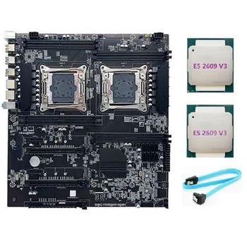 Материнская плата X99 с двумя разъемами LGA2011-3 с поддержкой двух процессоров RECC DDR4 с процессором 2XE5 2609 V3 + кабель SATA