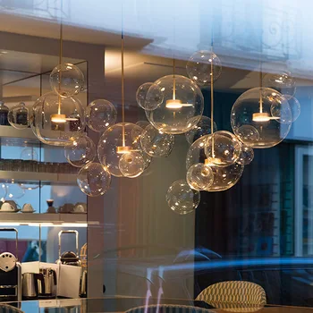 Подвесные светильники Art Deco Clear White в стиле Фанки, хромированные светильники с пузырьками, Люстра, Подвесной светильник Lampen для гостиной