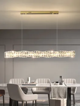 Лампа для ресторана с длинной полосой, хрустальная люстра, роскошная лампа, современный минималистский ресторан, бар, клуб, креативная хрустальная лампа