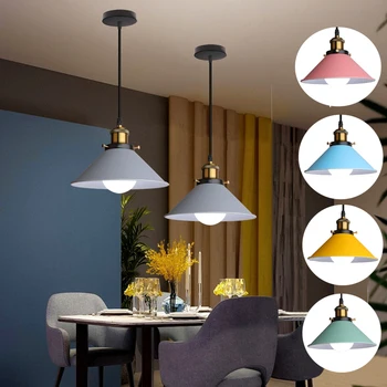 Светодиодный подвесной светильник в роговом стиле в индустриальном стиле, Ретро Ресторан, Бар, Коммерческое освещение, разноцветные абажуры, Декор для домашней кухни