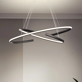 Минималистичные современные светодиодные подвесные светильники Лампа для столовой, кухни, гостиной, Подвесной светильник для внутреннего освещения, черный