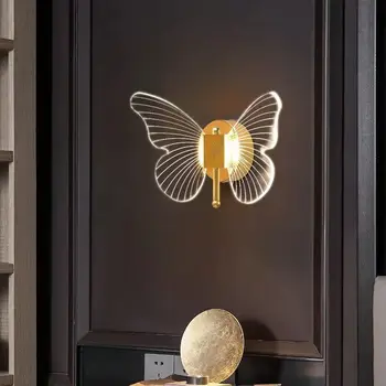 Скандинавский Настенный Светильник LED Butterfly Lamp Прикроватная Тумбочка для Спальни Креативный Светильник Для гостиной Фоновые Лампы для Украшения стен