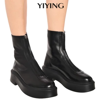 Роскошные брендовые дизайнерские женские ботильоны на молнии спереди, Новинка 2023 года, Массивные ботинки на платформе, Женские ботинки в стиле панк, Модная женская обувь