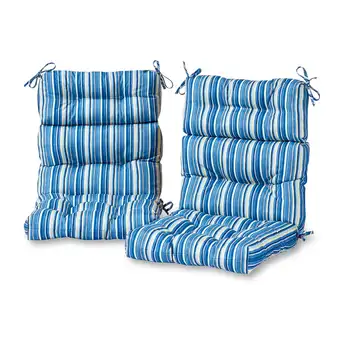Сапфировая полоска 44 x 22 дюйма. Уличная подушка для стула с высокой спинкой (комплект из 2 штук) от Greendale Home Fashions
