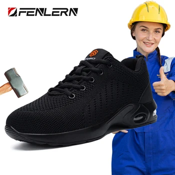 Fenlern/мужская защитная обувь, женская легкая рабочая обувь, Размер 35, женская зимняя рабочая обувь со стальным носком, женские безопасные кроссовки