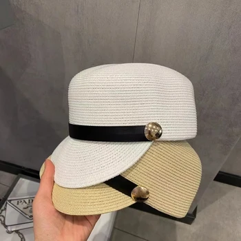 Бейсбольная кепка с японской соломенной оплеткой, соломенная шляпа для верховой езды, женская модная простая солнцезащитная шляпа для путешествий на открытом воздухе с козырьком