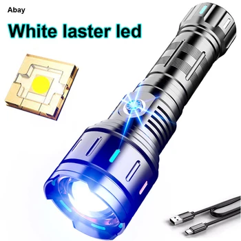 68000LM Мощный фонарик 1500 м Дальность действия Lanterna Laser перезаряжаемый лазерный фонарь Lampe Torche Тактический фонарик с предохранительным молотком