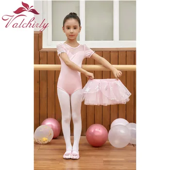 VALCHIRLY/ Хлопковая Цельная Балетная одежда для танцев, Детская Одежда для тренировок из двух предметов, Юбка-пачка для девочек