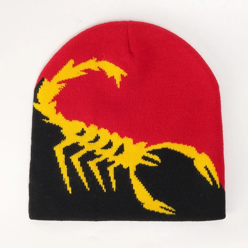 Жаккардовая шапка с рисунком скорпиона, эластичная шапка для взрослых, зимняя теплая вязаная шапка, подарки на холодную зиму для студентов-подростков . ' - ' . 3