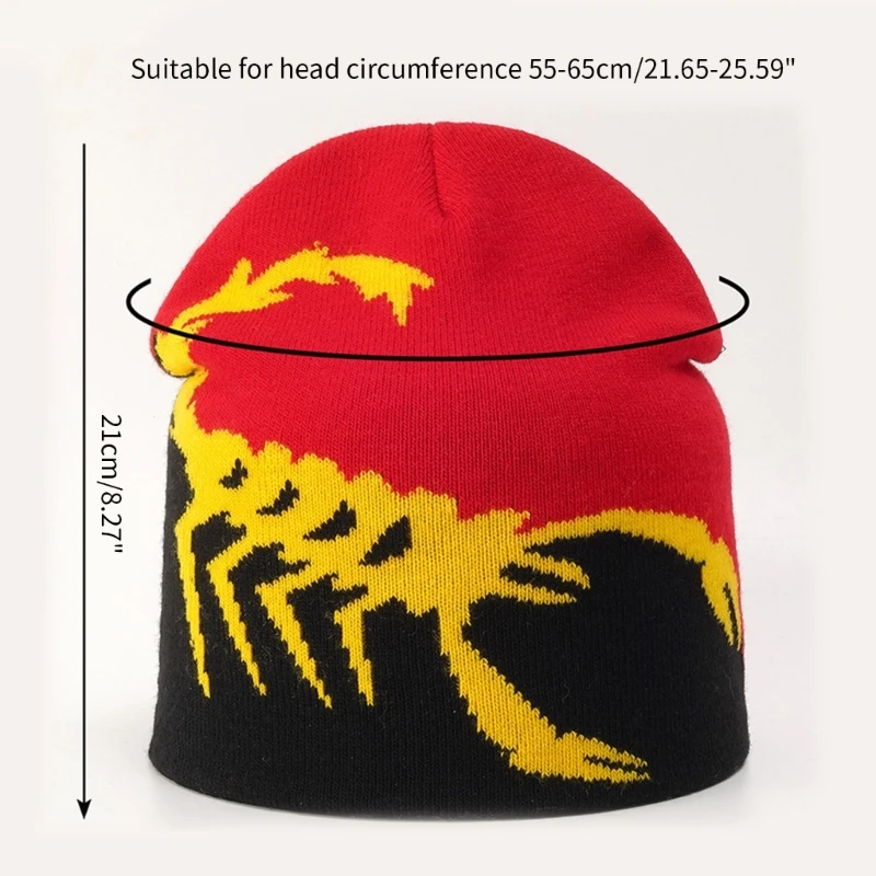 Жаккардовая шапка с рисунком скорпиона, эластичная шапка для взрослых, зимняя теплая вязаная шапка, подарки на холодную зиму для студентов-подростков . ' - ' . 5
