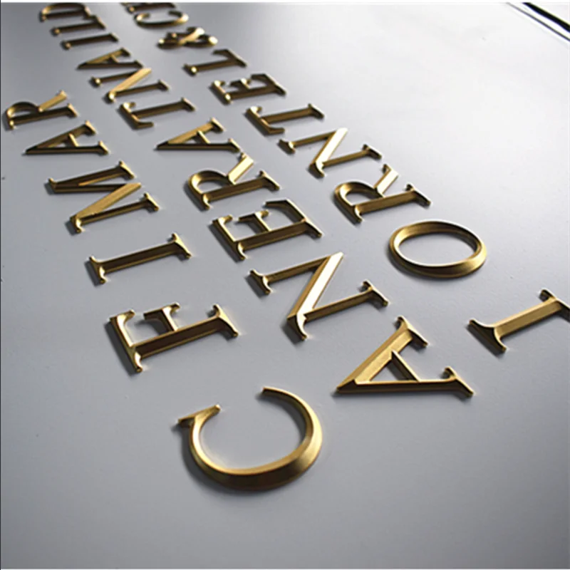 Изготовленный на заказ Алюминиевый Знак из чистого золота Толщиной 5 мм с 3D тиснеными металлическими Буквами . ' - ' . 3