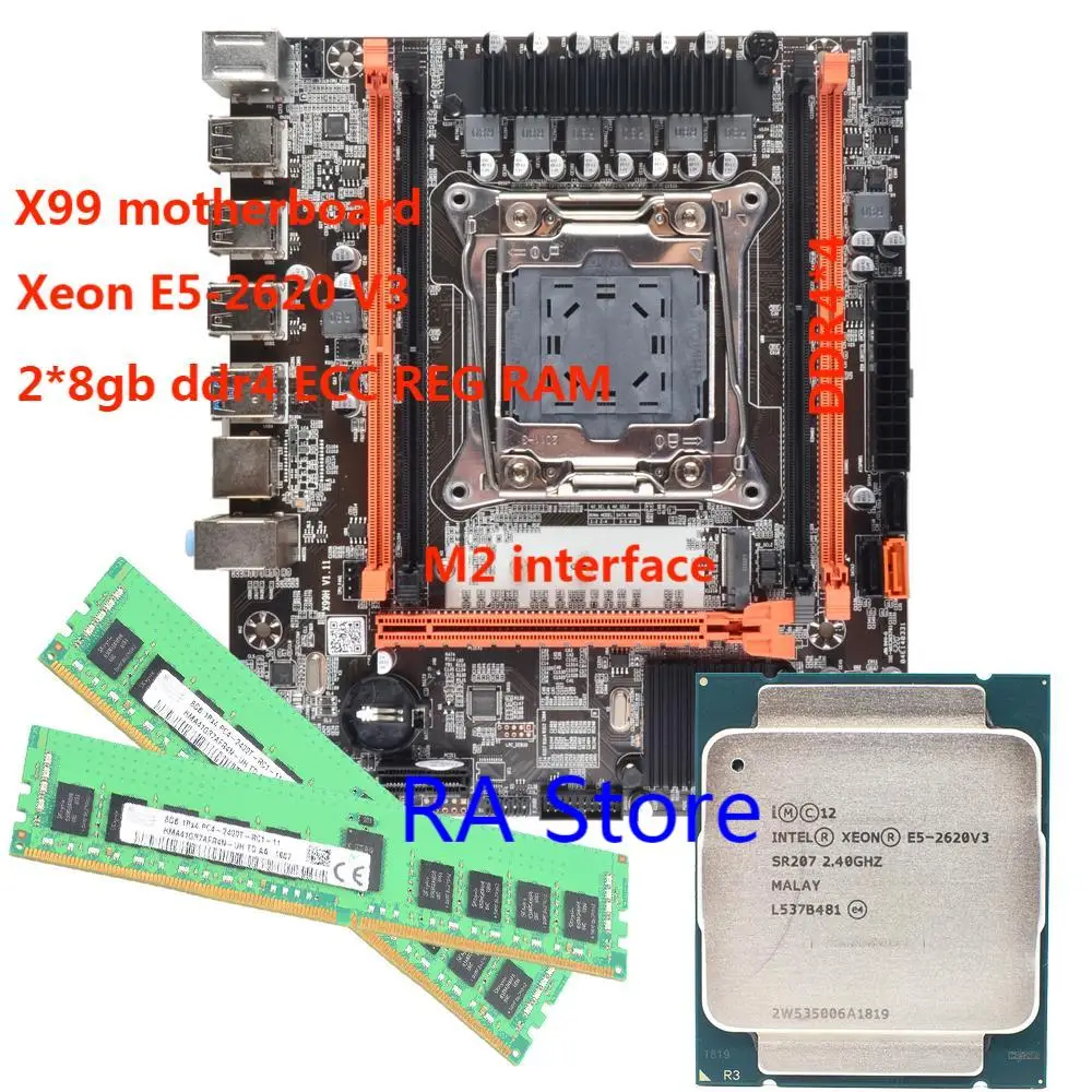 Комплект настольных компьютеров xeon X99 материнская плата комбинированная LGA 2011-3 E5 2620 V3 процессор 16G = 2*8G 2400 МГц набор памяти DDR4 . ' - ' . 0