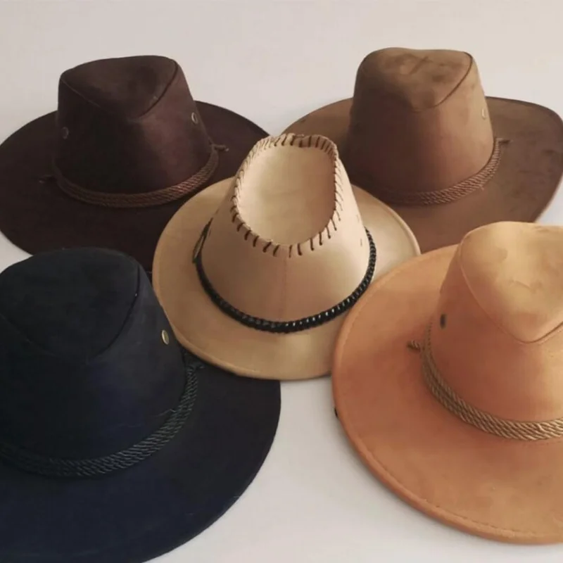 Цветная мужская ковбойская шляпа в западном стиле, Джентльменская пастушка с большими краями, Джазовые подарки, Западная Ковбойская шляпа для мужчин, Цветные монгольские шапки . ' - ' . 4